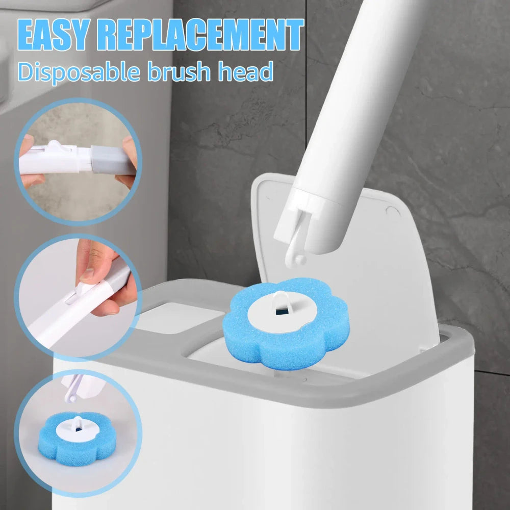 No-Touch Toilet Brush Kit with Disposable Cleaning Heads – Hygienic Bathroom Cleaning Tool